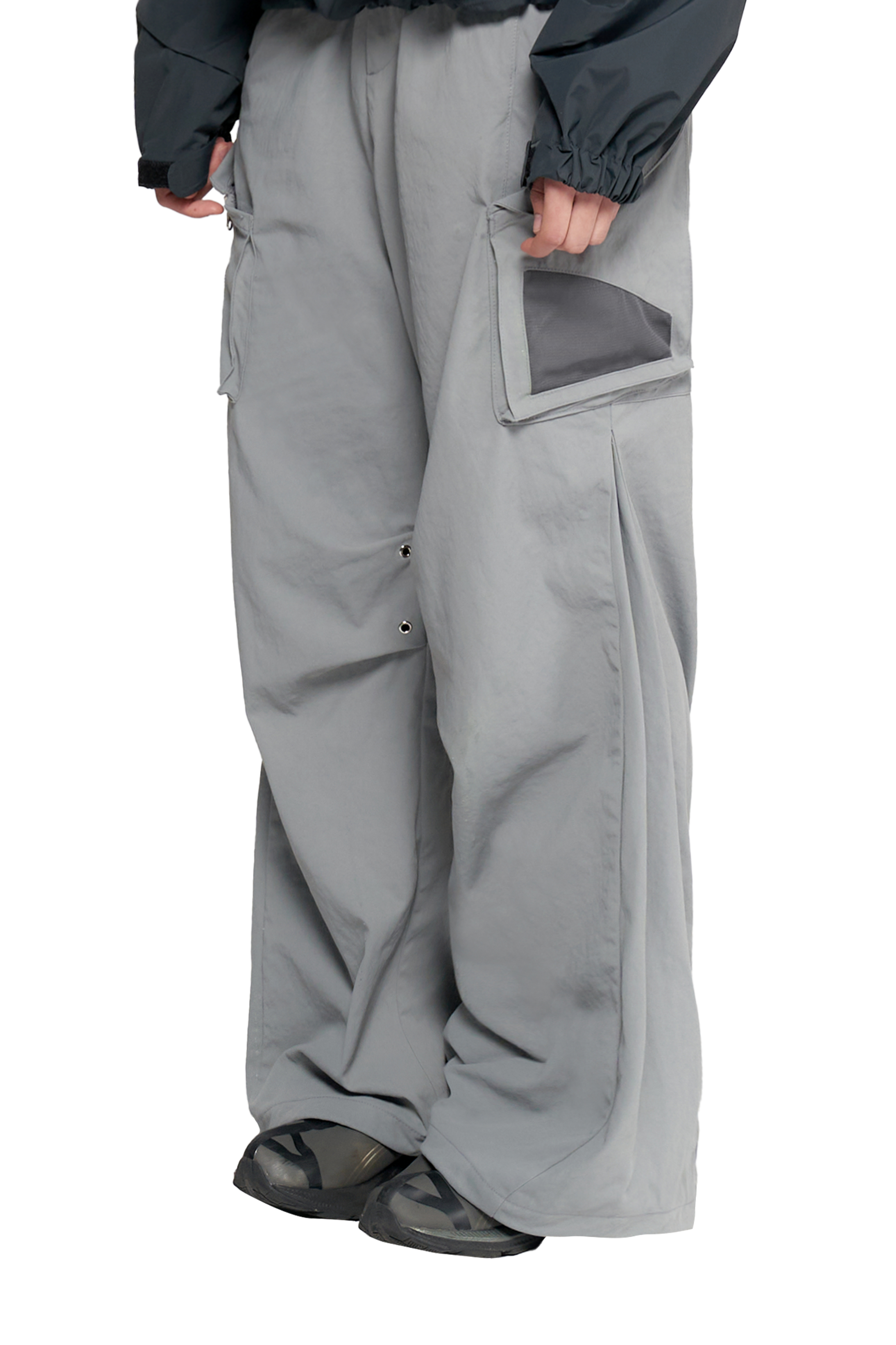 SOLID CARGO JOGGER PANTS BLUE GRAY
