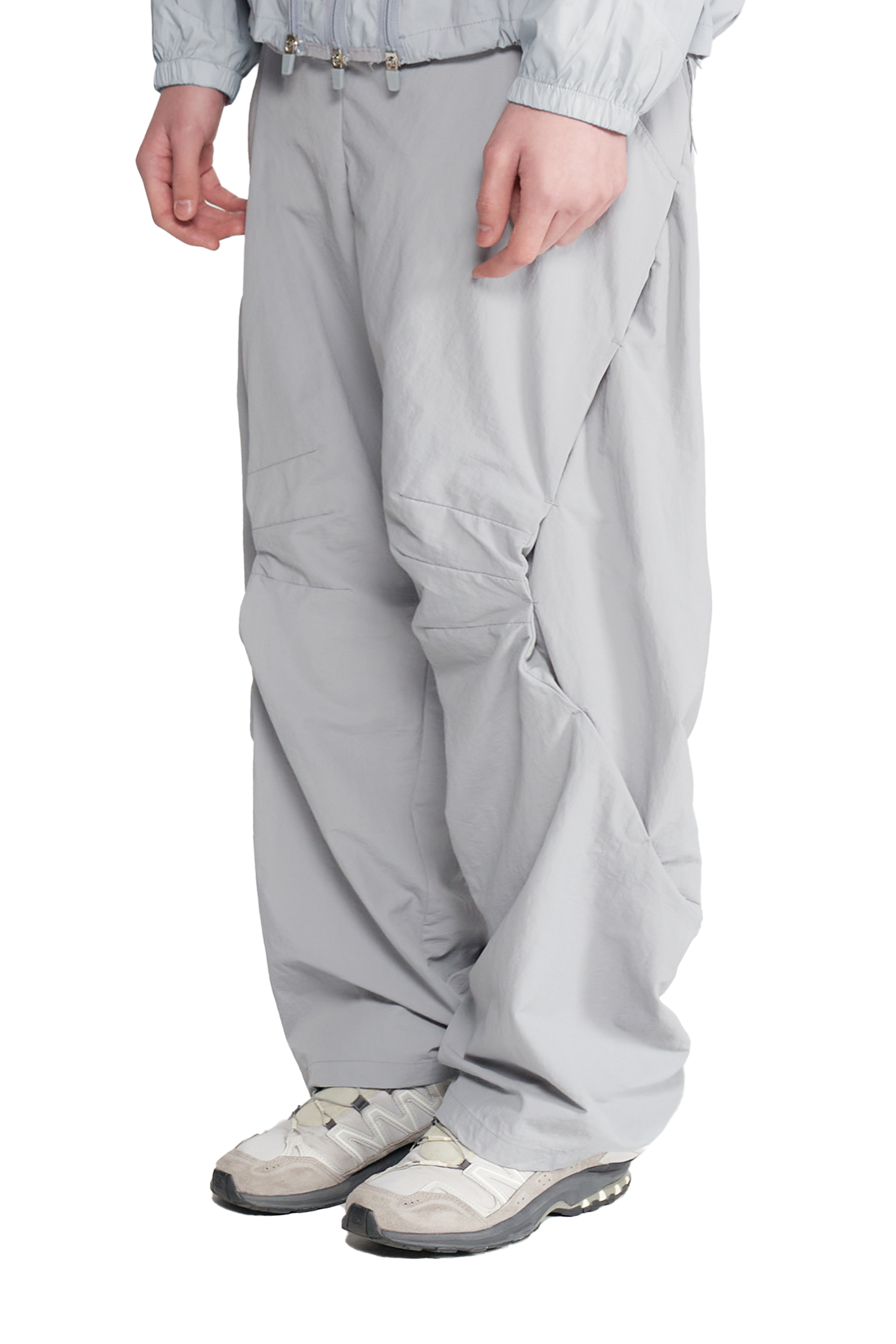 CURVED FRONT FLAP PANTS STONE GRAY
